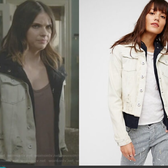 Free People Distressed Denim Sweatshirt Jacket Hood - Picture 8 of 8